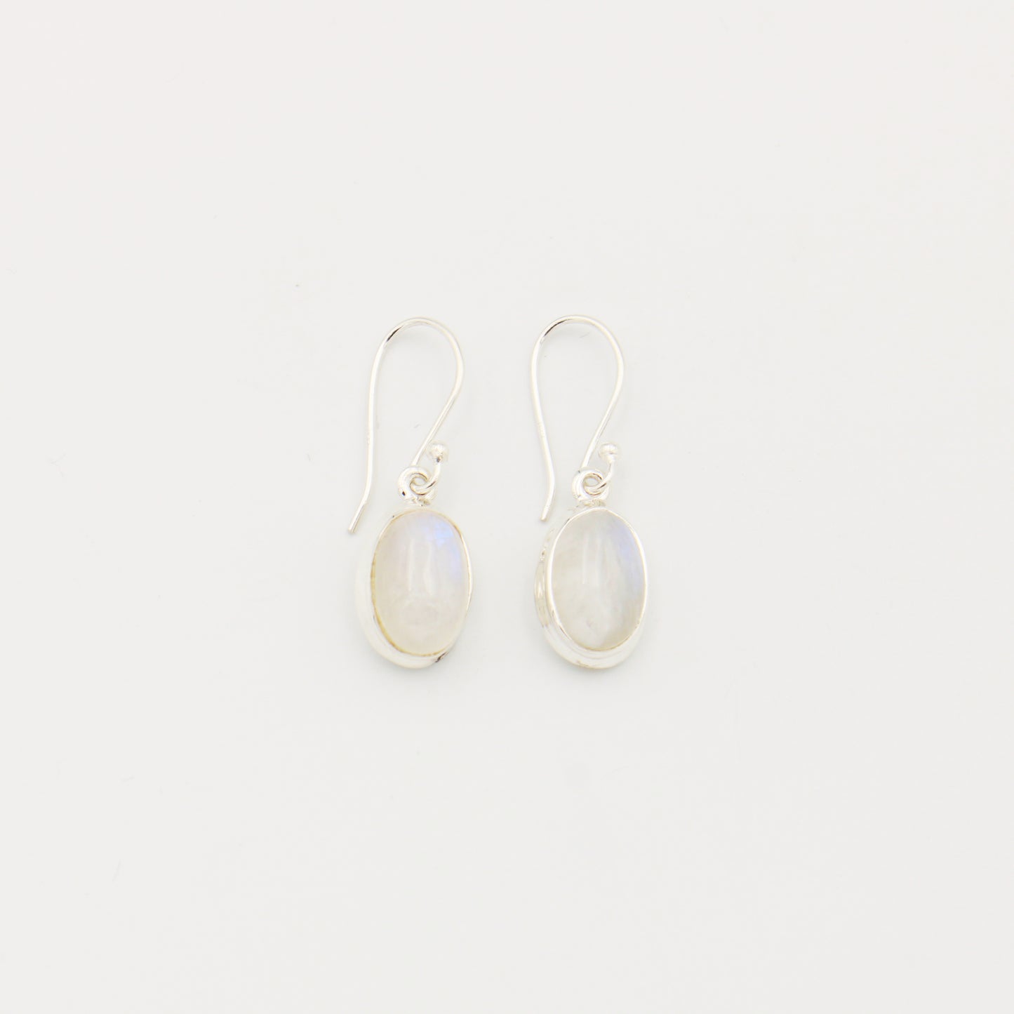 Moonstone Oval Cabochon Sterling Silver Earrings