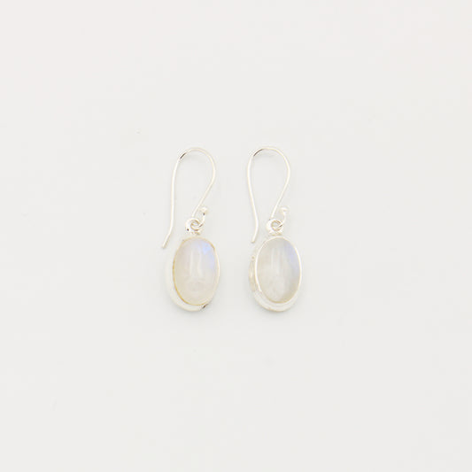 Moonstone Oval Cabochon Sterling Silver Earrings