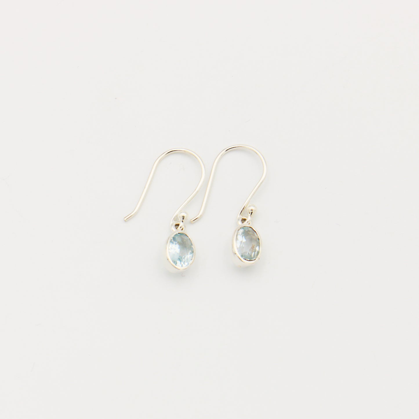 Aquamarine Oval Sterling Silver Earrings