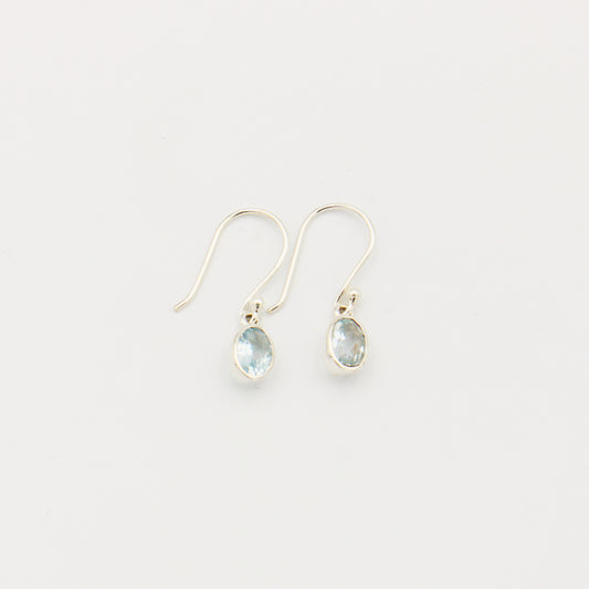 Aquamarine Oval Sterling Silver Earrings