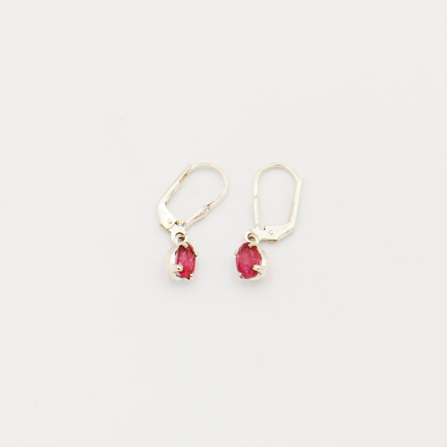 Pink Tourmaline Oval Sterling Drop Earrings