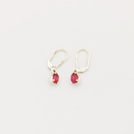 Pink Tourmaline Oval Sterling Drop Earrings