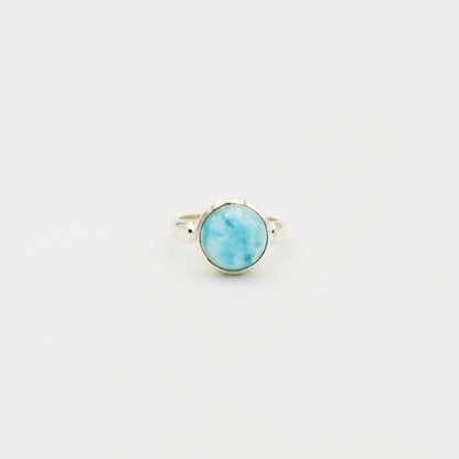 Larimar Round Sterling Ring Size 7