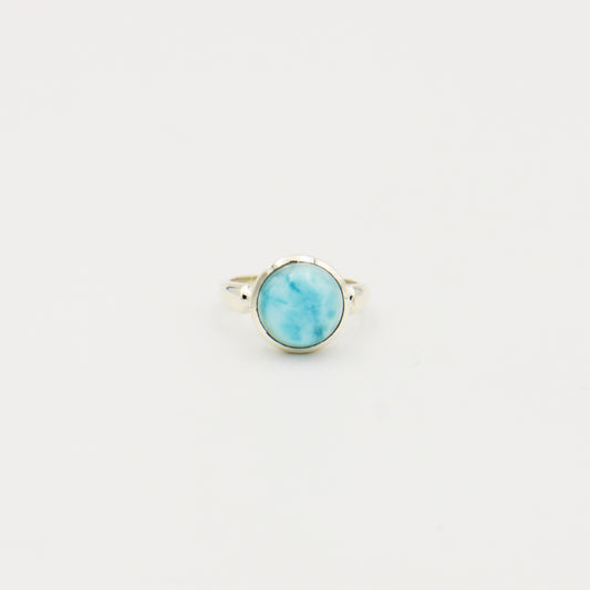 Larimar Round Sterling Ring Size 7