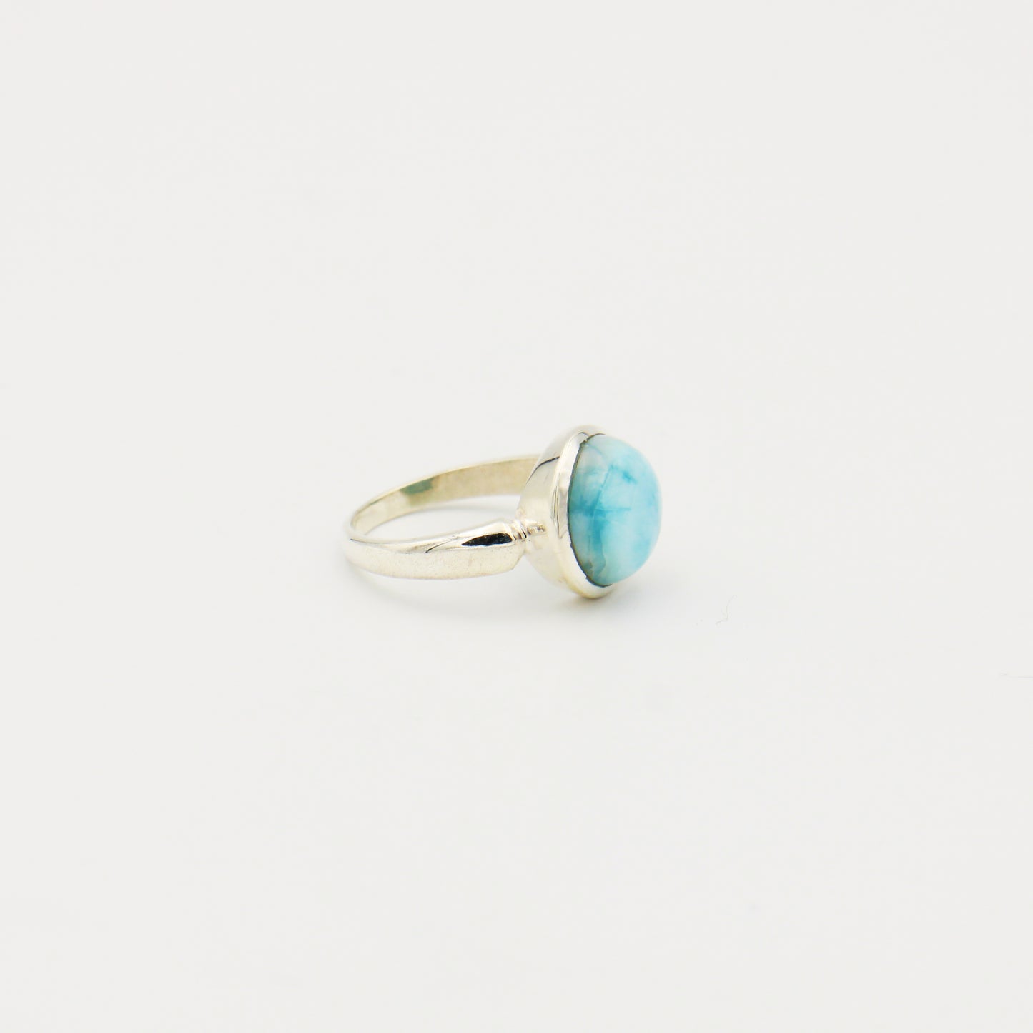 Larimar Round Sterling Ring Size 7