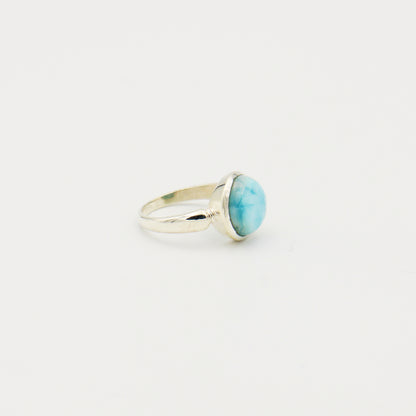 Larimar Round Sterling Ring Size 7