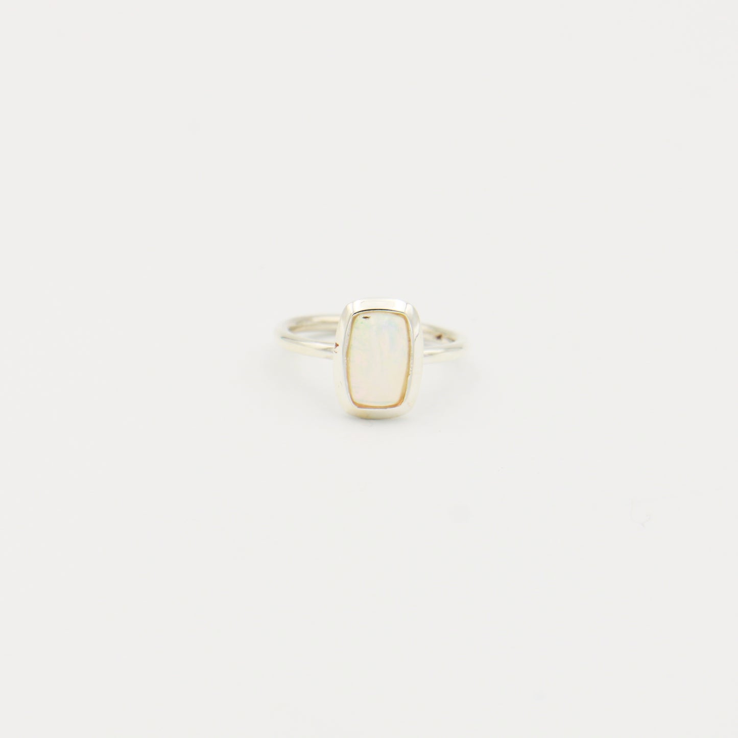 Ethiopian Opal Sm Rectangle Sterling Ring Size 5.5