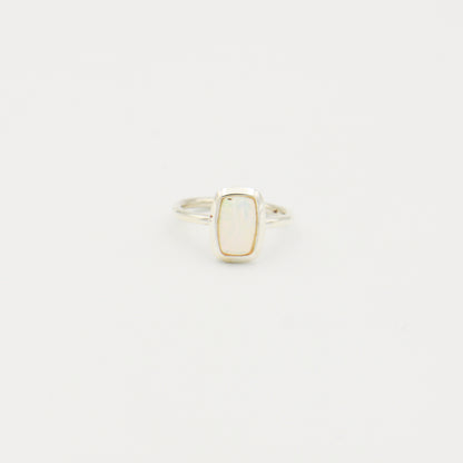 Ethiopian Opal Sm Rectangle Sterling Ring Size 5.5