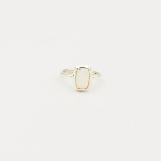 Ethiopian Opal Sm Rectangle Sterling Ring Size 5.5