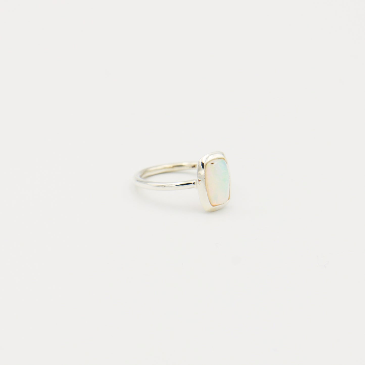Ethiopian Opal Sm Rectangle Sterling Ring Size 5.5