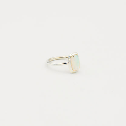 Ethiopian Opal Sm Rectangle Sterling Ring Size 5.5