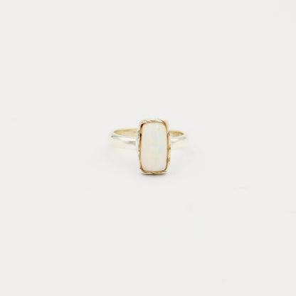 Ethiopian Opal Rectangle Braided Sterling Ring Size 6.5