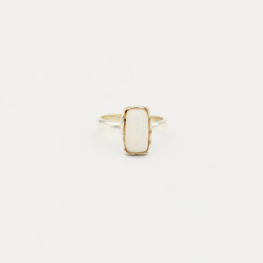Ethiopian Opal Rectangle Braided Sterling Ring Size 6.5