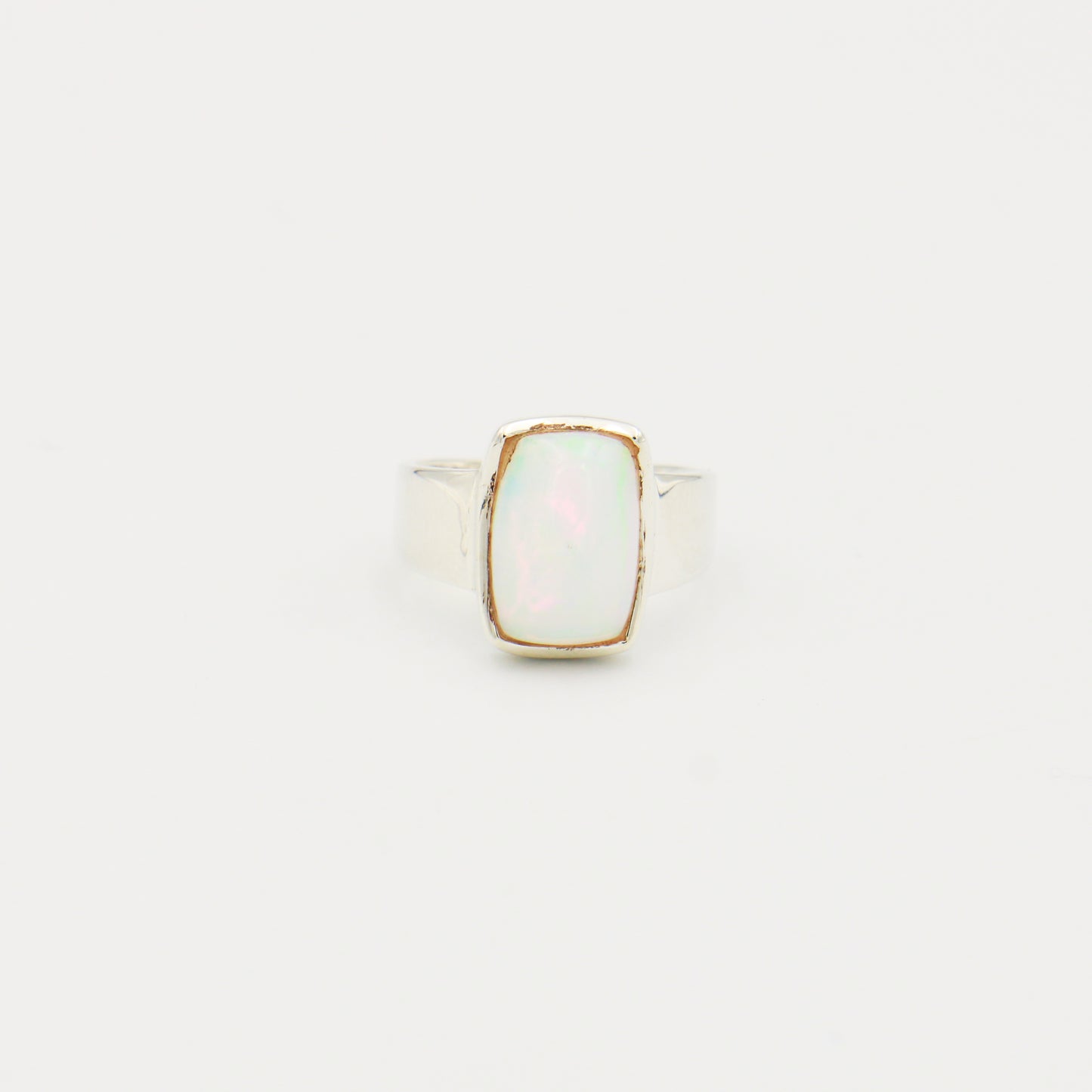 Ethiopian Opal Rectangle Sterling Ring Size 8