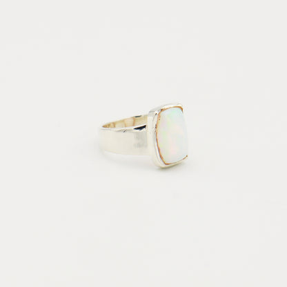 Ethiopian Opal Rectangle Sterling Ring Size 8