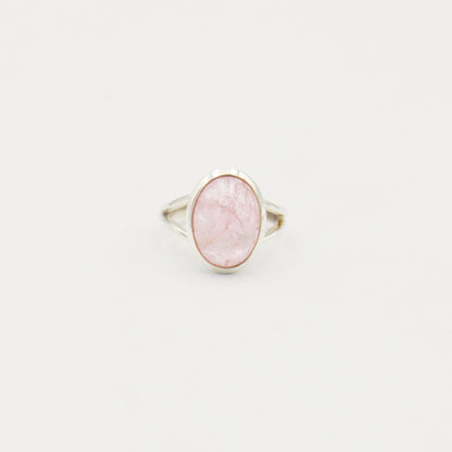 Morganite Oval Split Band Sterling Ring Size 7