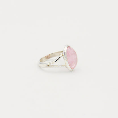 Morganite Oval Split Band Sterling Ring Size 7