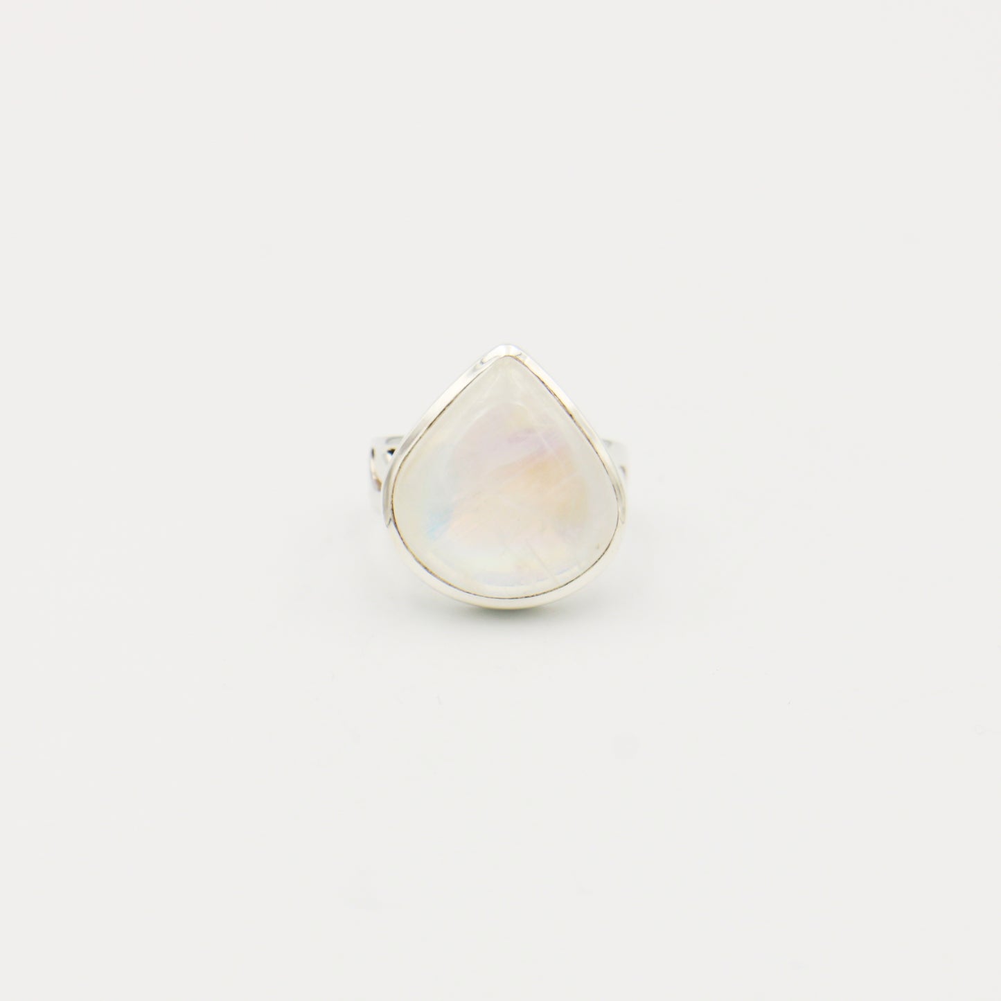 Moonstone Teardrop Sterling Silver Ring Size 7.5