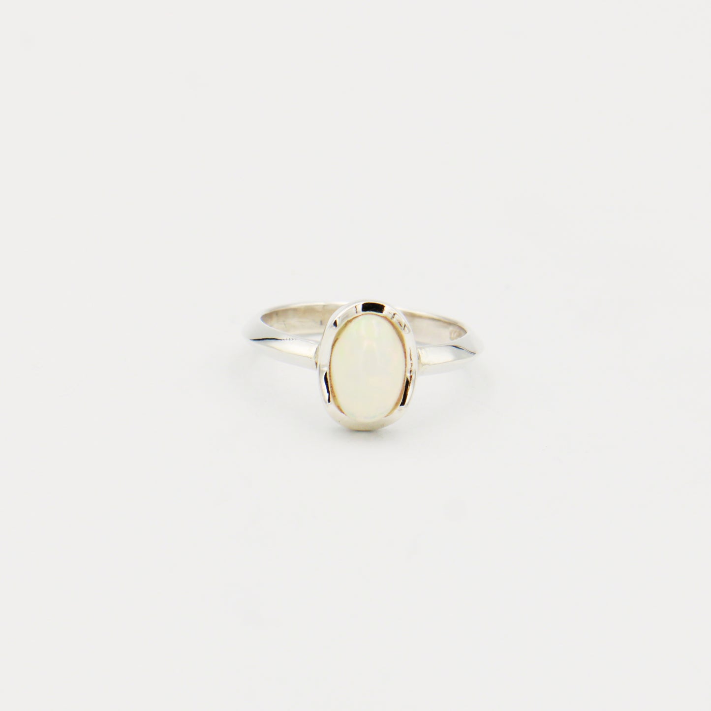 Ethiopian Opal Small Wave Bezel Sterling Ring Size 7.5