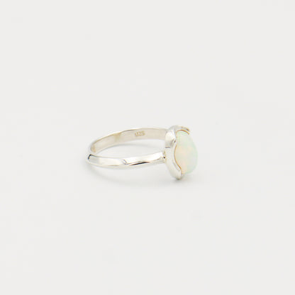 Ethiopian Opal Small Wave Bezel Sterling Ring Size 7.5