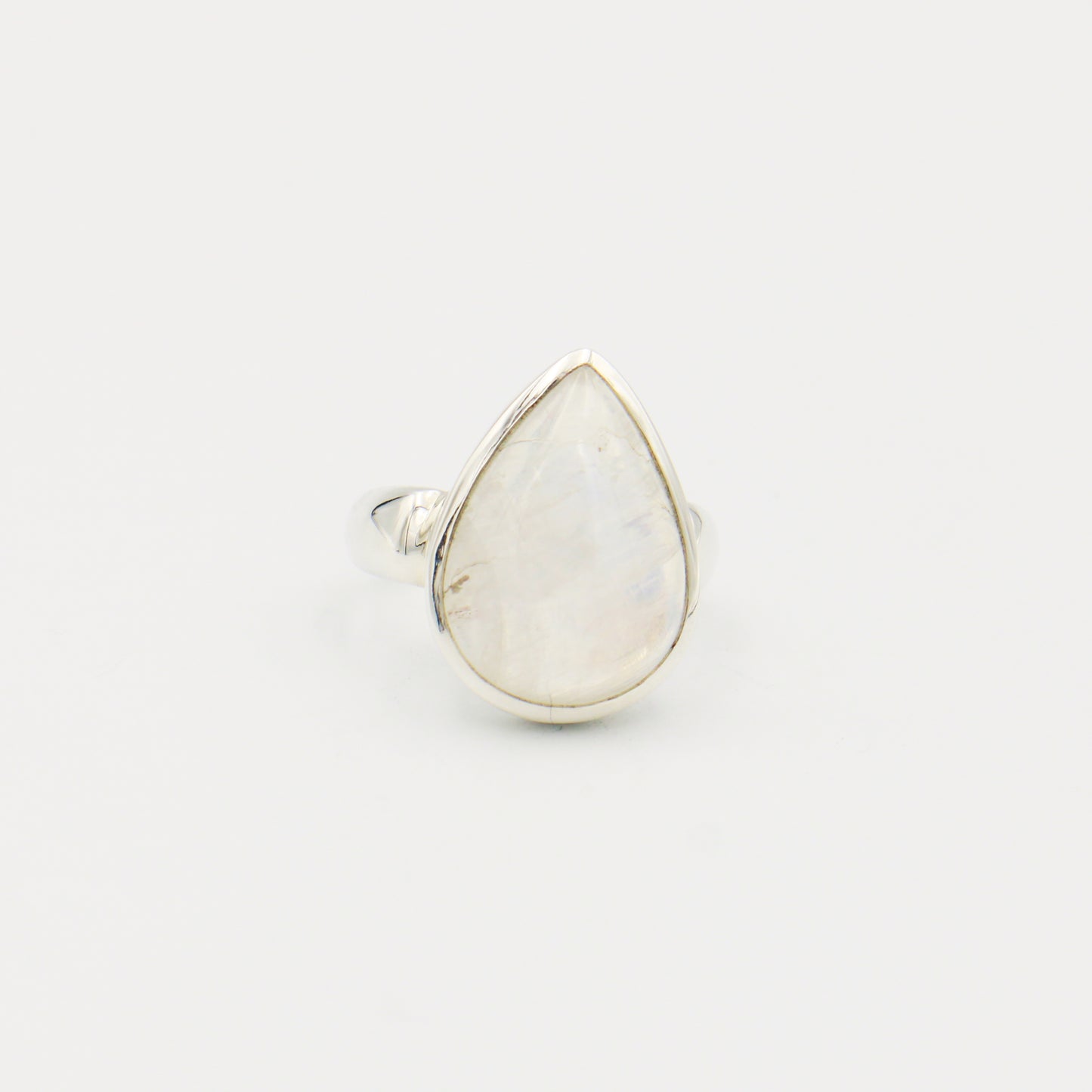 Moonstone Teardrop Sterling Silver Ring Size 7.5