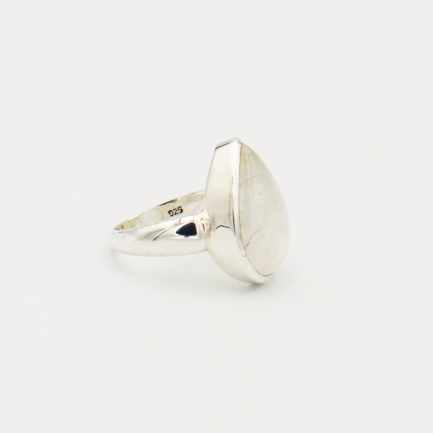 Moonstone Teardrop Sterling Silver Ring Size 7.5
