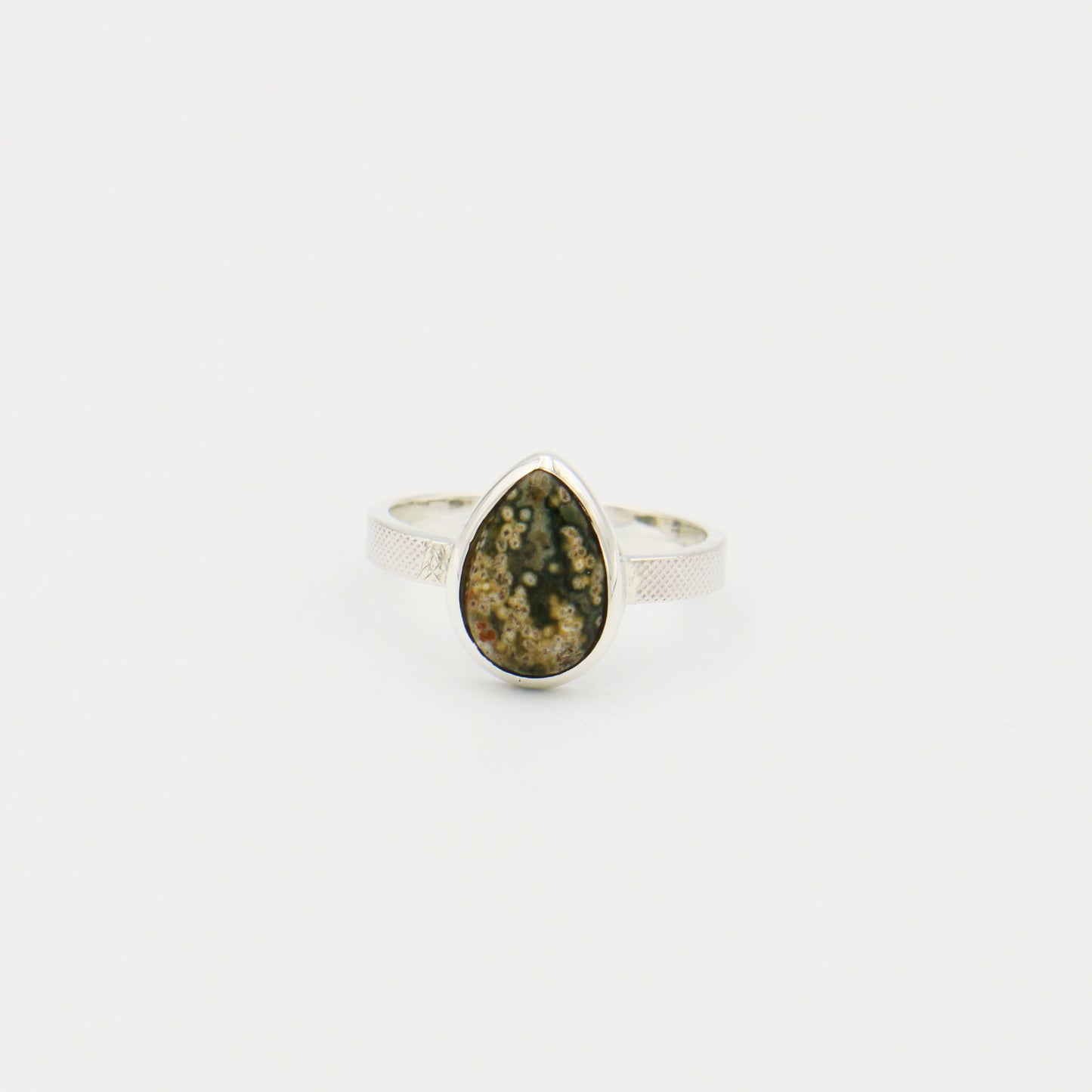 Ocean Jasper Pear Sterling Ring Size 8