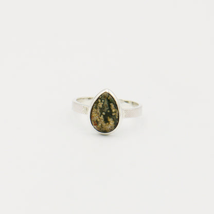 Ocean Jasper Pear Sterling Ring Size 8