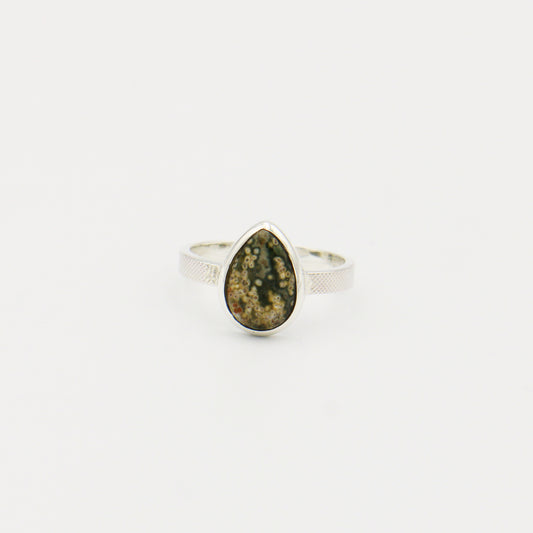 Ocean Jasper Pear Sterling Ring Size 8