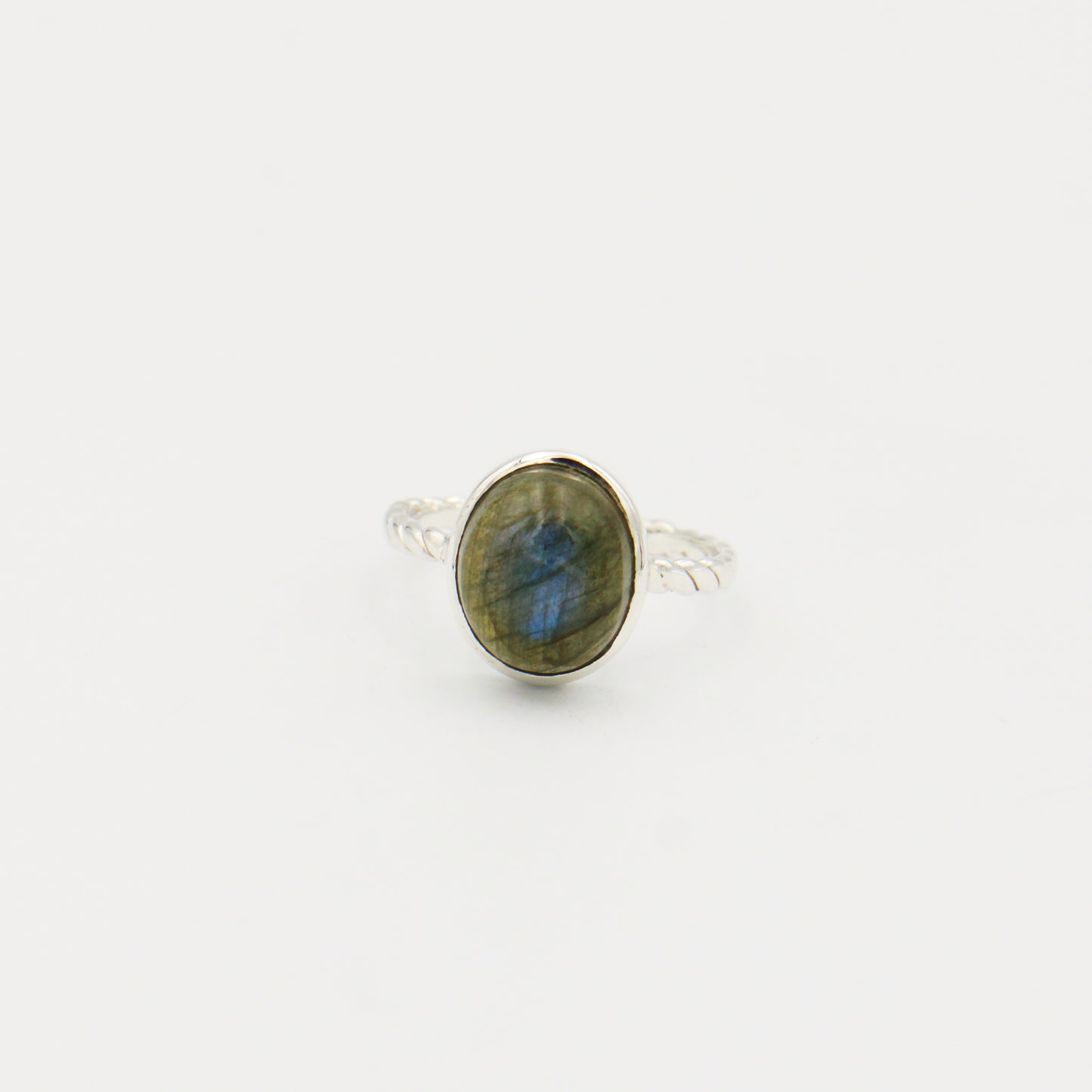 Labradorite Oval Cabochon Sterling Ring Size 9.5