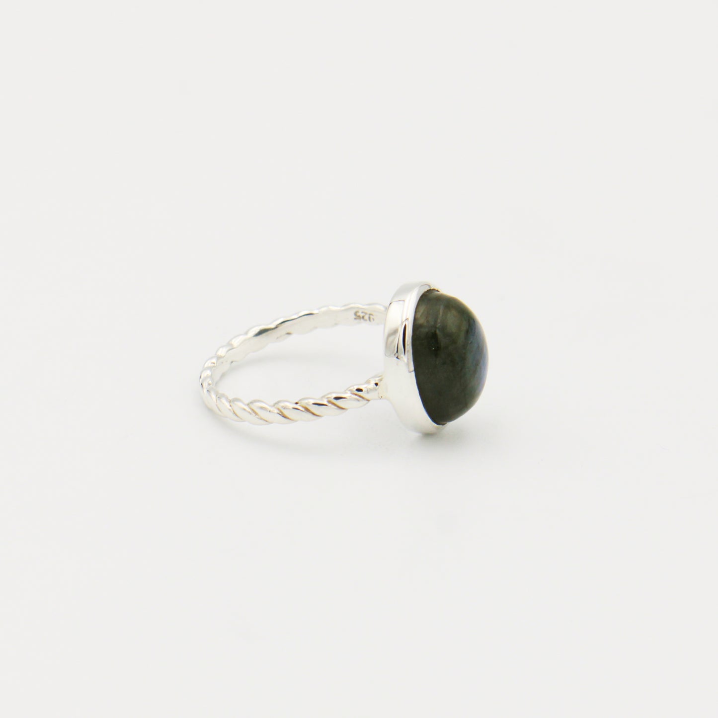 Labradorite Oval Cabochon Sterling Ring Size 9.5