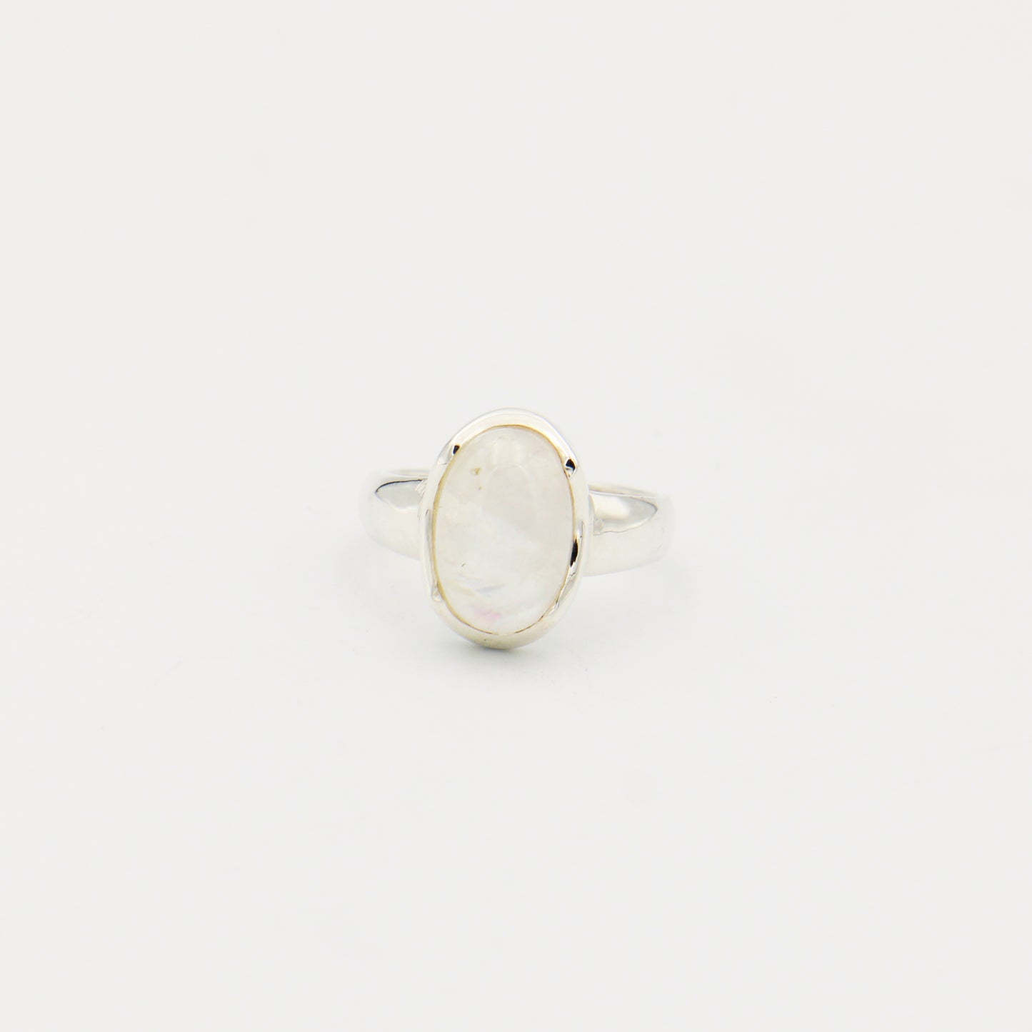 Moonstone Oval Wave Bezel Sterling Ring Size 5.5