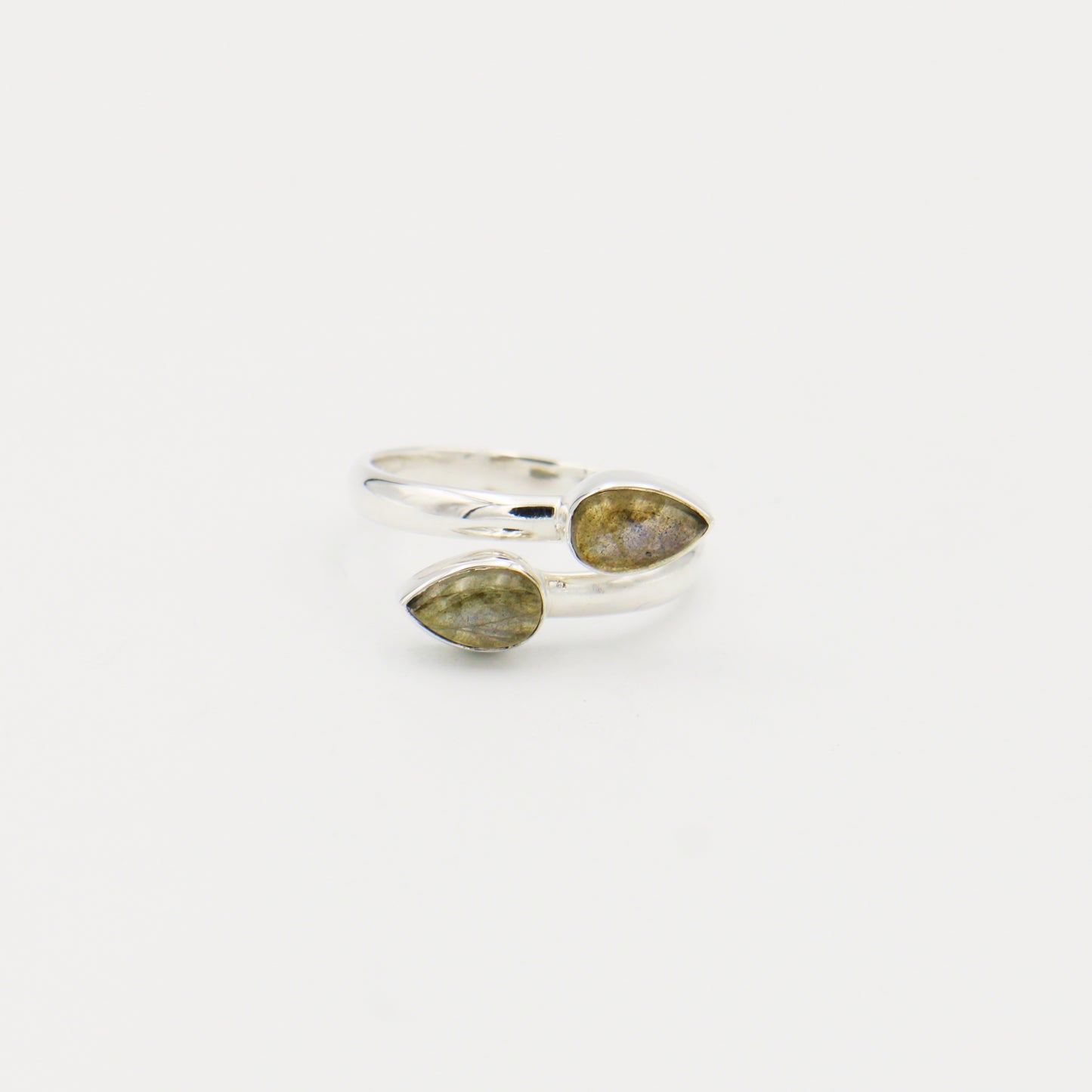 Labradorite 2 Stone Sterling Ring Size 8.5
