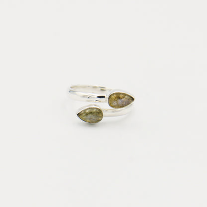 Labradorite 2 Stone Sterling Ring Size 8.5