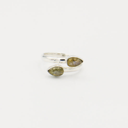 Labradorite 2 Stone Sterling Ring Size 8.5