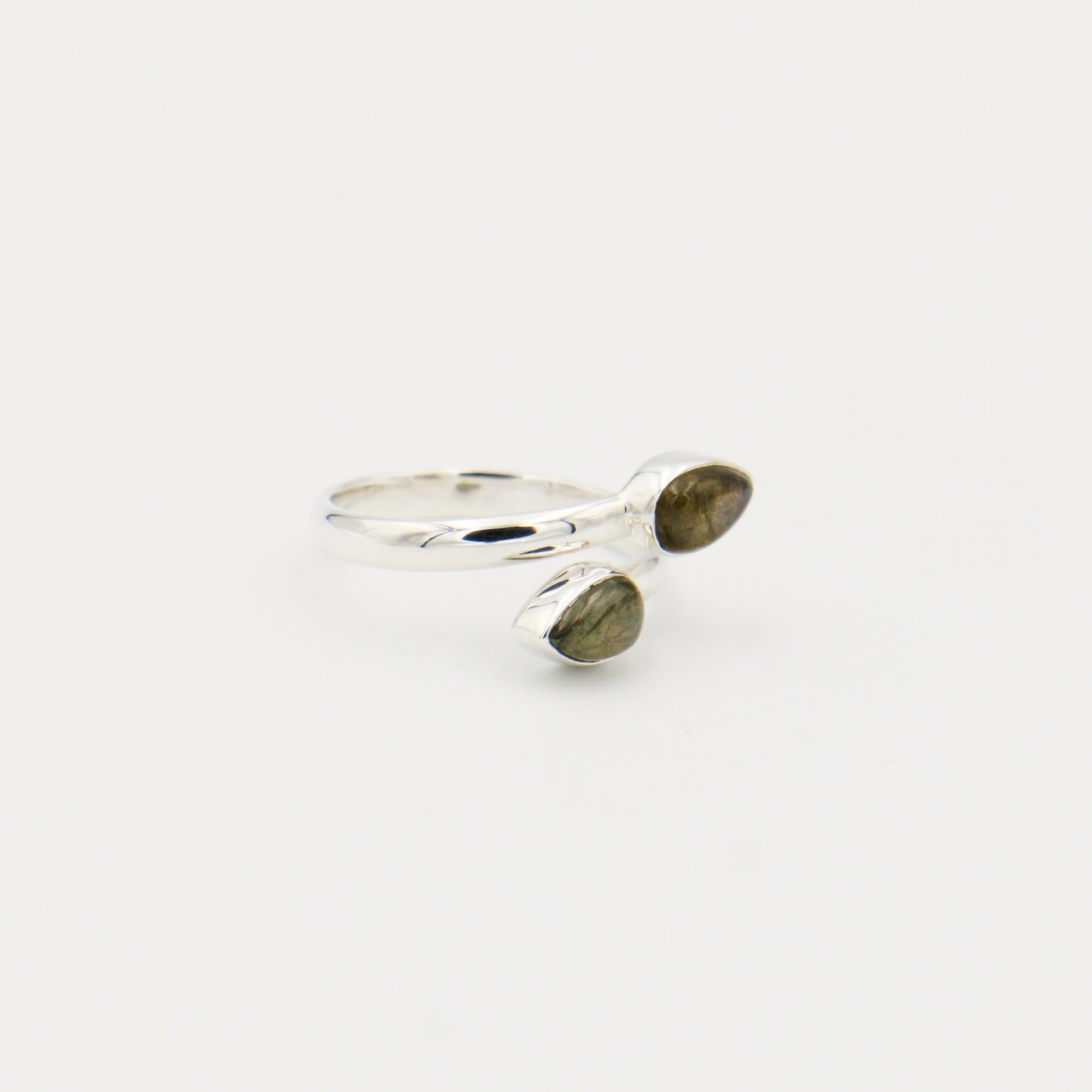 Labradorite 2 Stone Sterling Ring Size 8.5