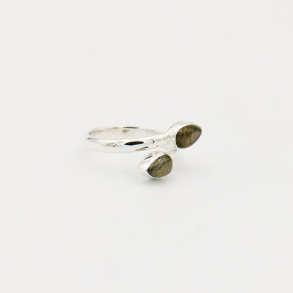 Labradorite 2 Stone Sterling Ring Size 8.5