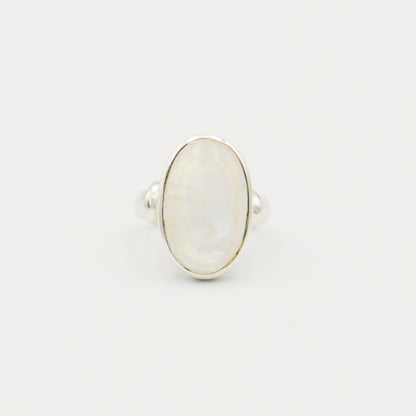 Moonstone Large Oval Sterling Ring Size 9