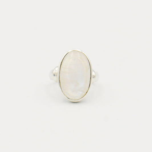 Moonstone Large Oval Sterling Ring Size 9