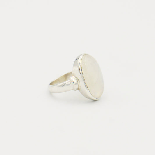 Moonstone Large Oval Sterling Ring Size 9