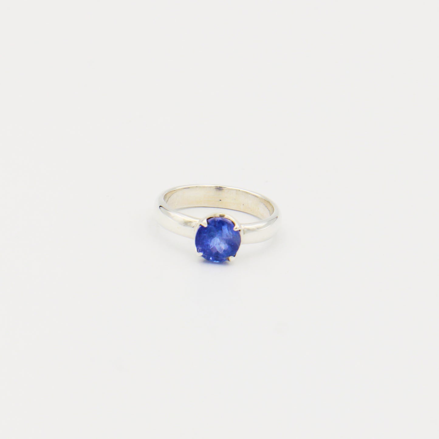 Tanzanite Round Faceted Sterling Ring Size 7
