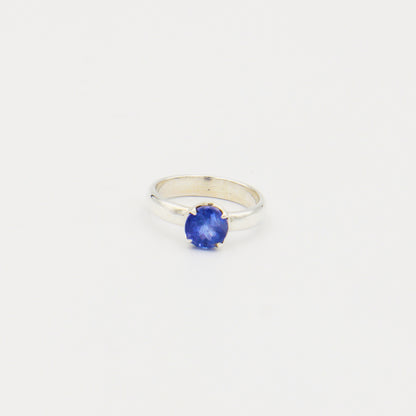 Tanzanite Round Faceted Sterling Ring Size 7
