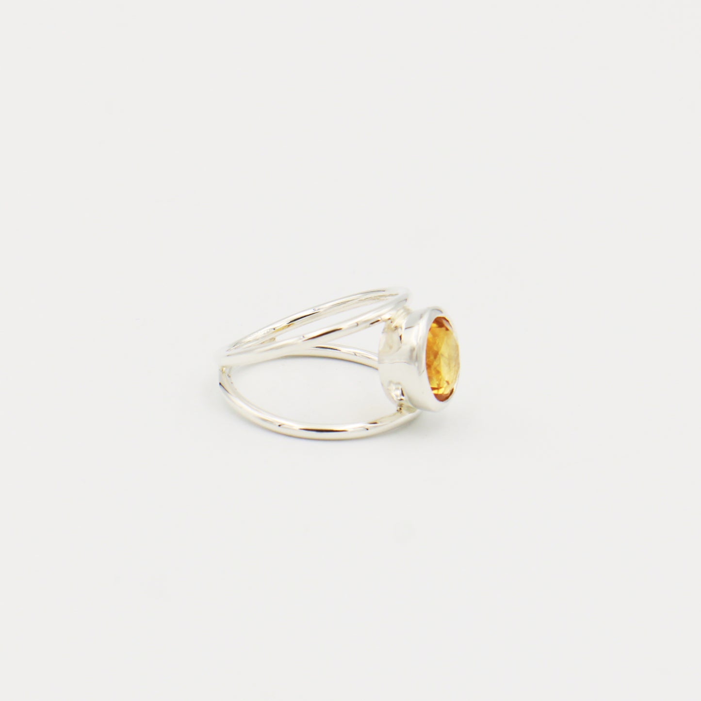 Citrine Round Sterling Ring Sz 6.5