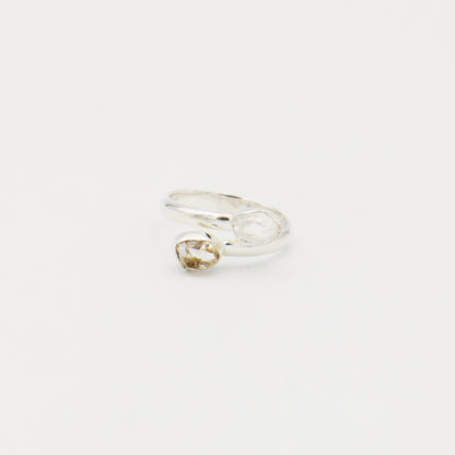 Herkimer Diamond 2 Stone Sterling Ring Size 8.5