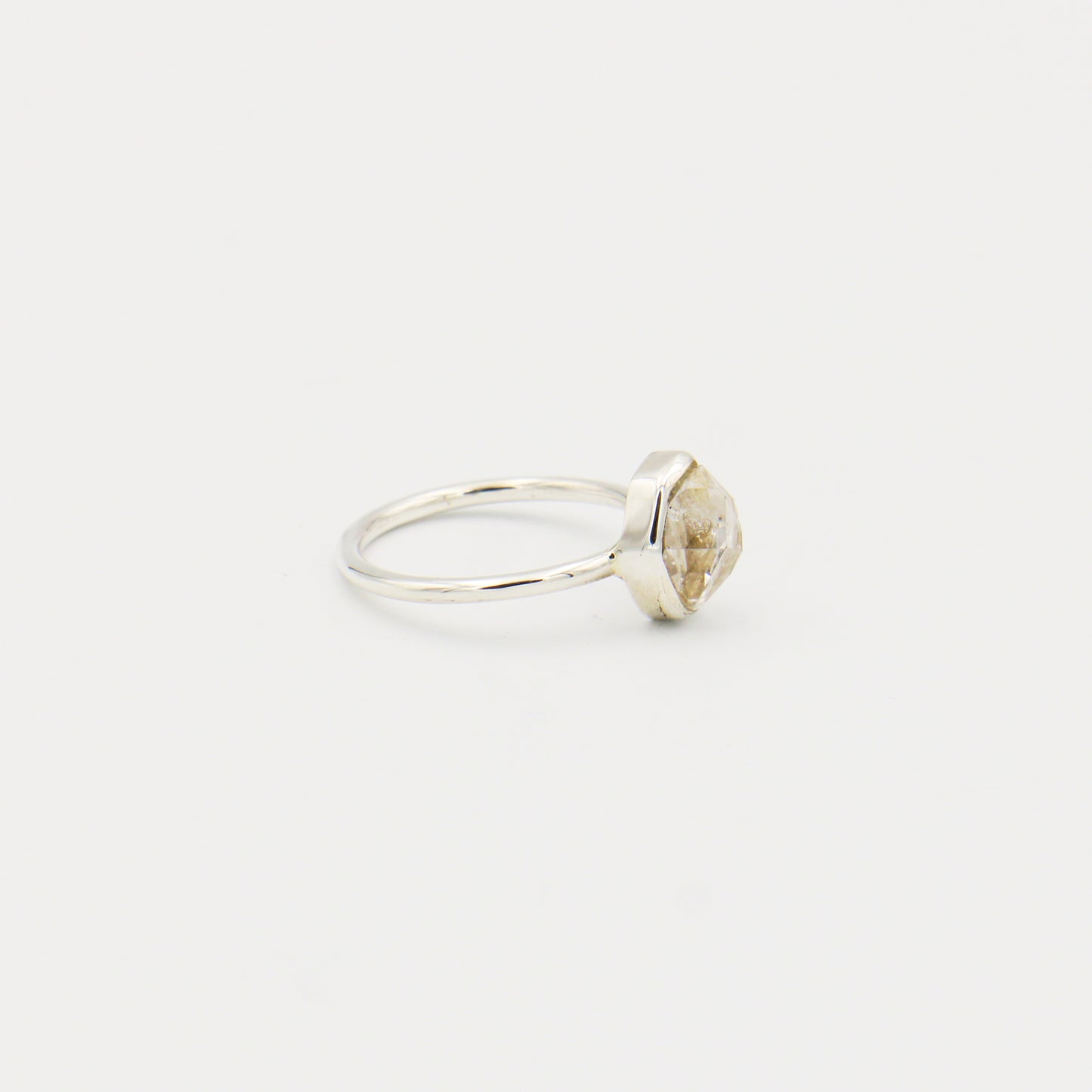 Herkimer Diamond Sterling Bezel Ring Size 8