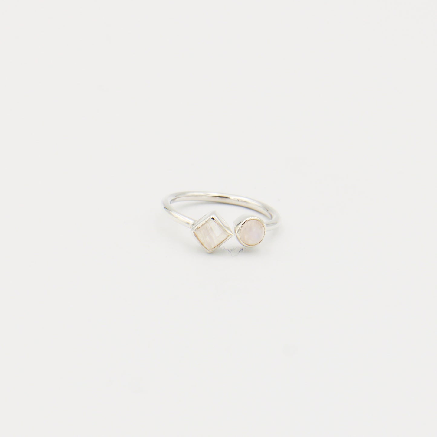 Moonstone Tiny 2-Stone Sterling Ring Size 6