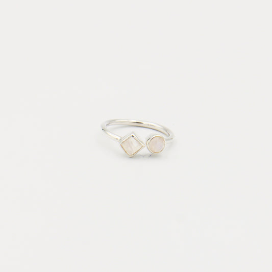 Moonstone Tiny 2-Stone Sterling Ring Size 6