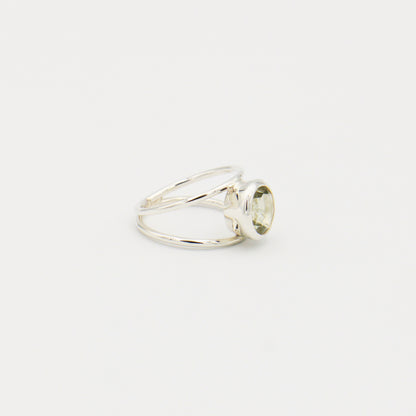 Green Amethyst Round Sterling Ring Sz 6