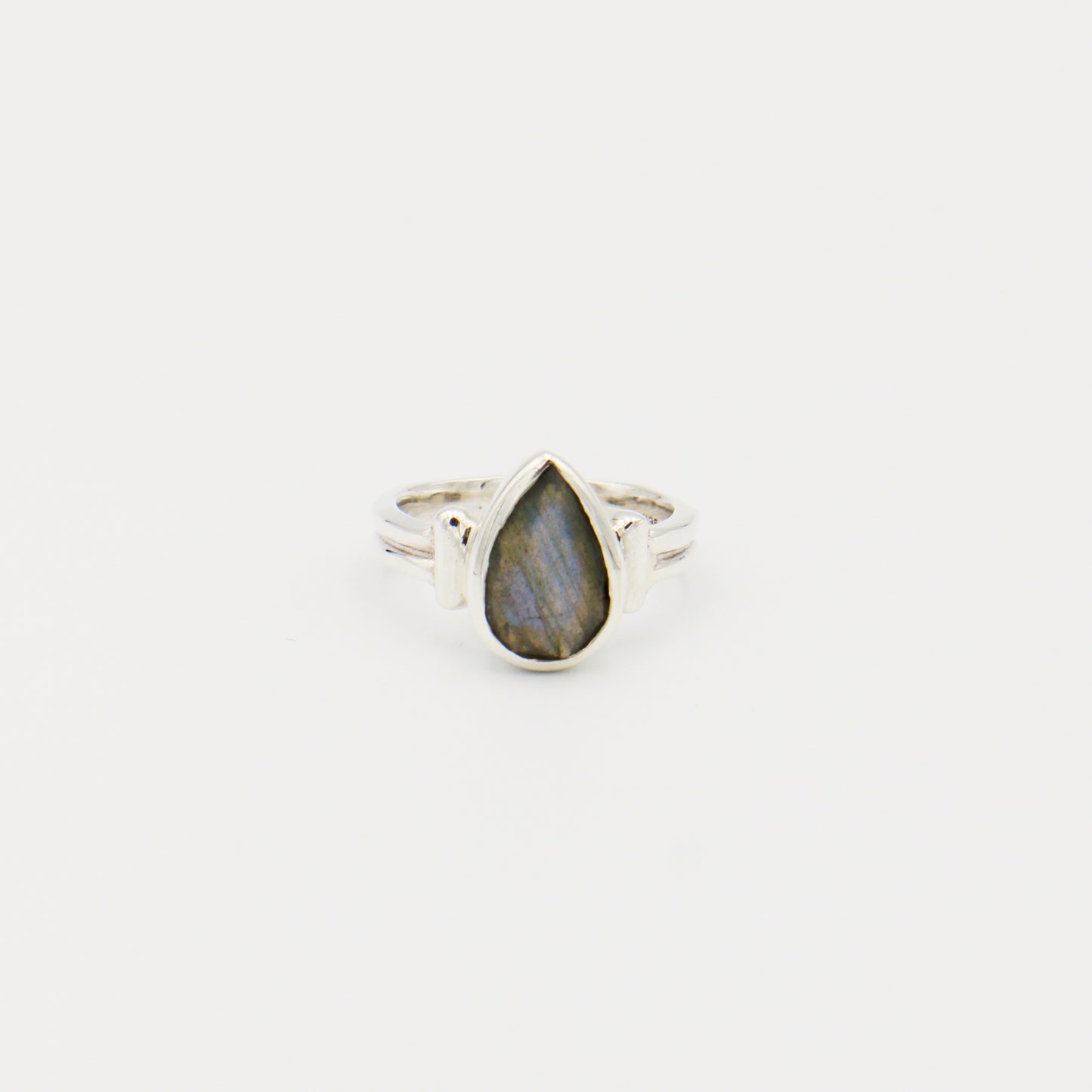 Labradorite Pear Faceted Sterling Ring Size 7