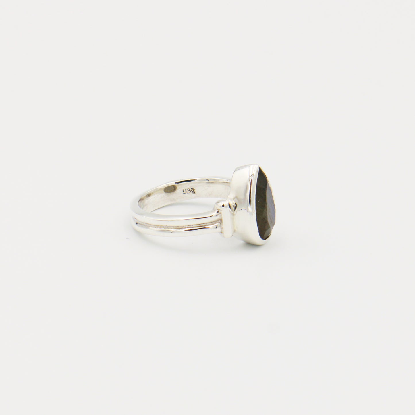 Labradorite Pear Faceted Sterling Ring Size 7
